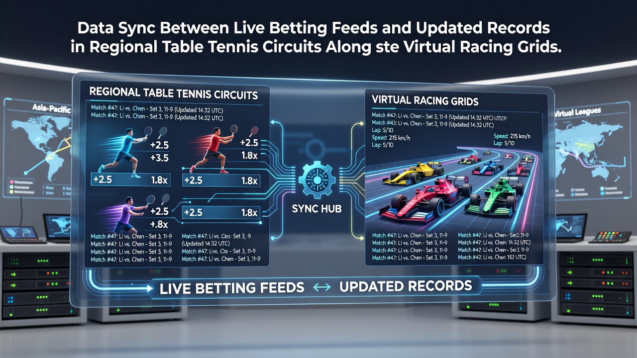 Data synchronization dashboard showing live table tennis betting feeds integrated with regional circuit records