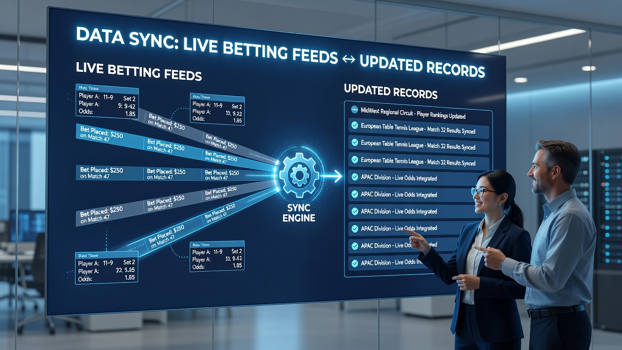 Virtual racing grid interface displaying synced betting data and updated simulation records