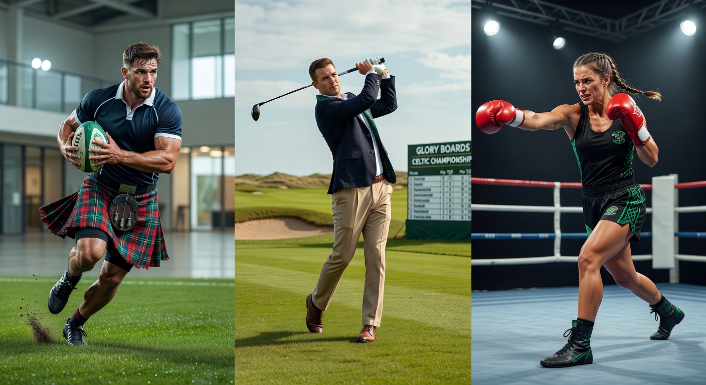 Scottish golfer Robert MacIntyre hoisting the Scottish Open trophy on the windswept fairways of Renaissance Club