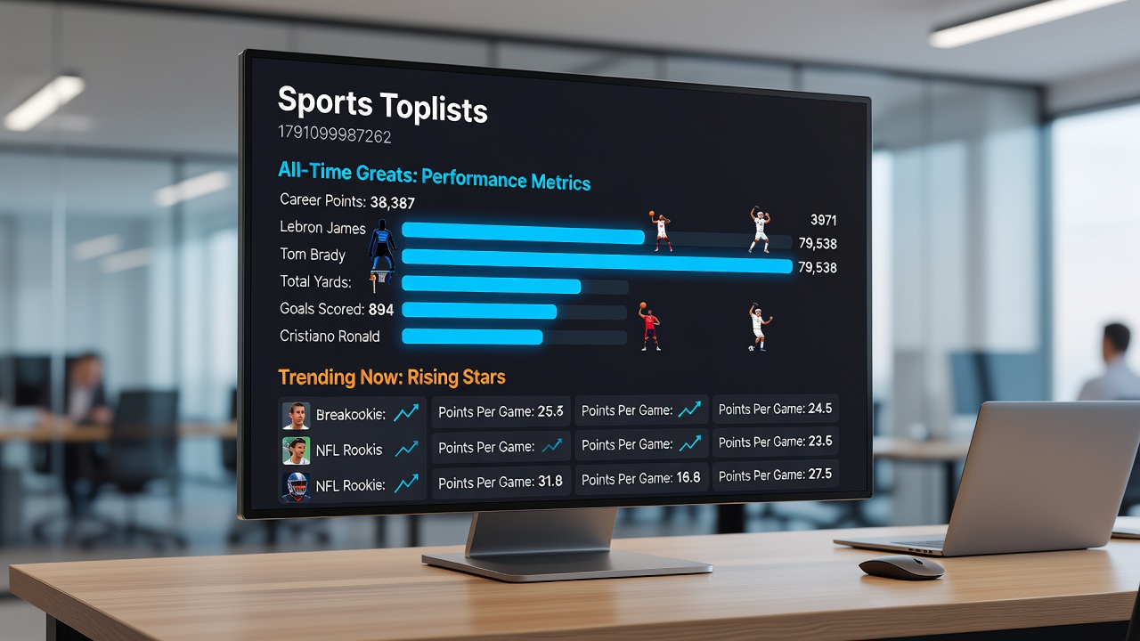 Detailed view of sports ranking tables showing points calculations and athlete positions in various categories
