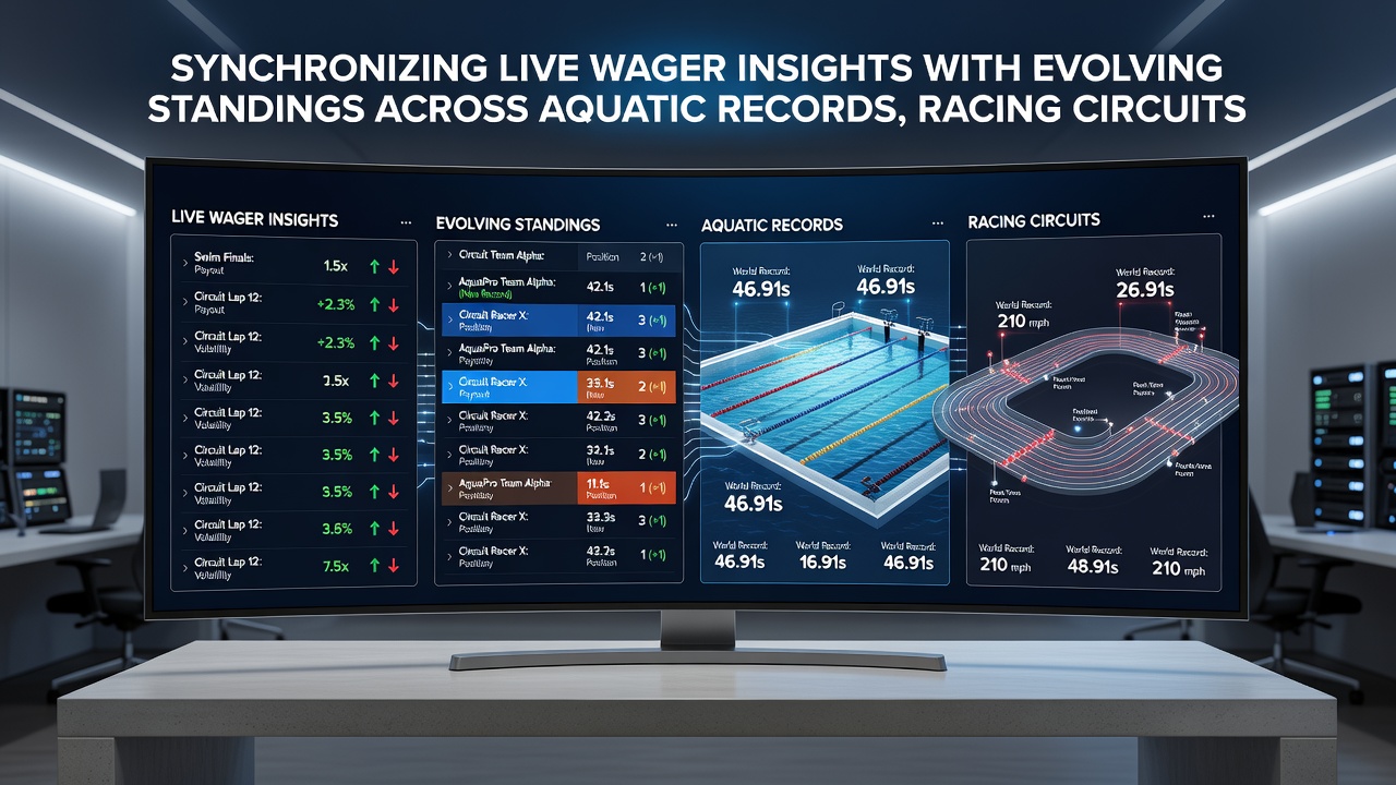 Racing circuit interface displaying synchronized live wager data alongside evolving driver and team standings