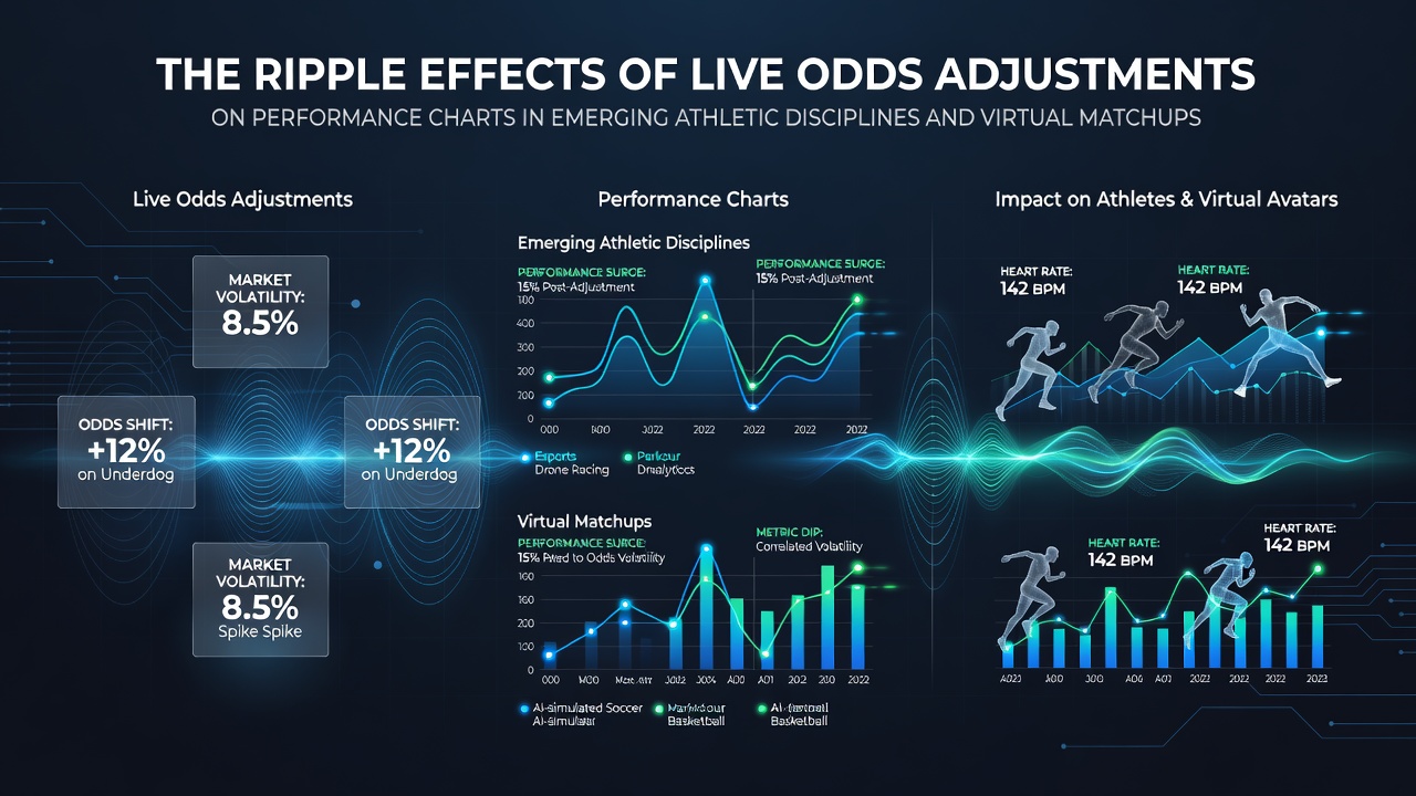 Live odds adjustments displayed on a digital interface alongside performance charts for emerging sports and virtual competitions
