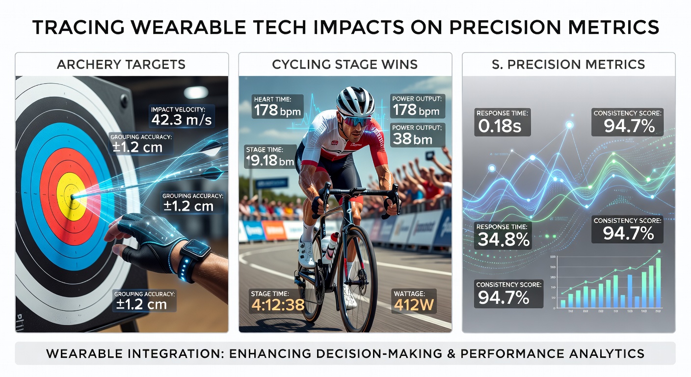 Close-up of wearable devices and data dashboards used in precision sports analysis for cycling and swimming